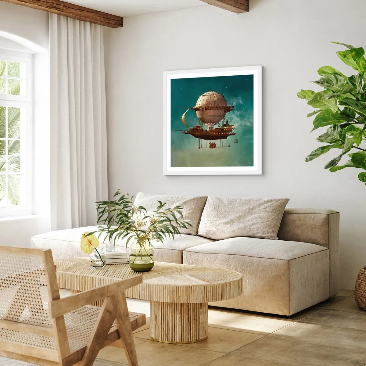 Poster in een witte lijst - Jules Verne groet - 40x40 cm