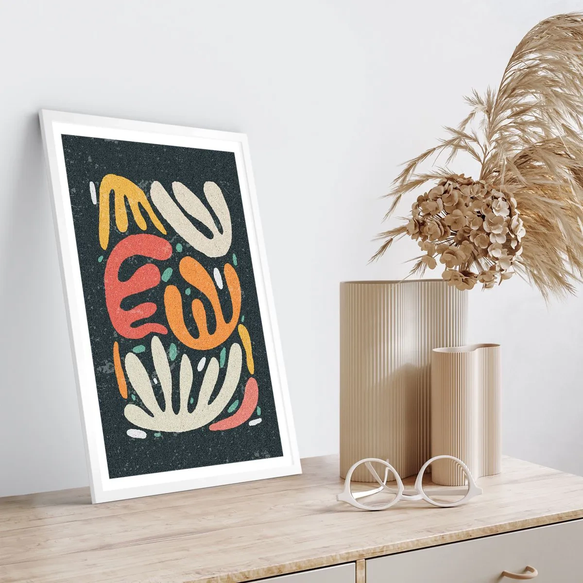 Poster in een witte lijst - Compositie – ik sta op het punt je te pakken te krijgen - 30x40 cm