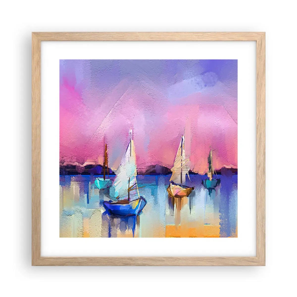 Een poster in een licht eiken lijst - Richting: breed water - 40x40 cm