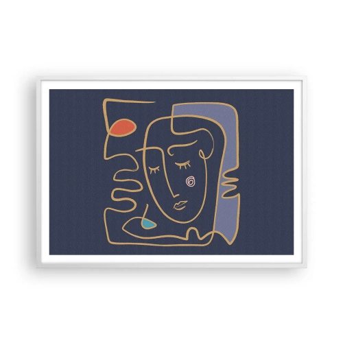 Poster in een witte lijst - In nadenken - 100x70 cm