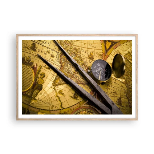 Een poster in een licht eiken lijst - Waar zijn deze schatten? - 100x70 cm