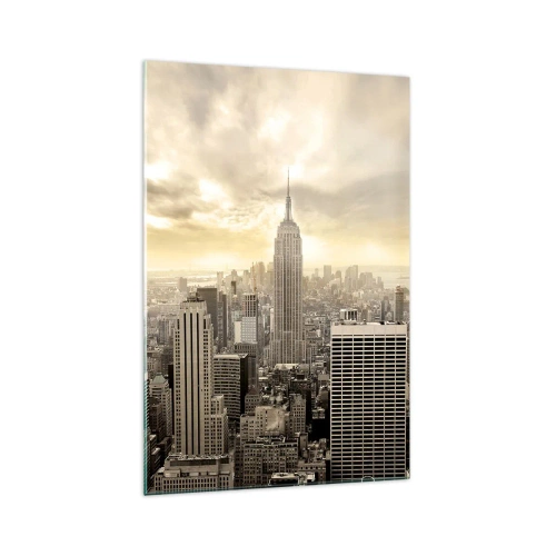 Schilderen op glas - New York geweven van grijs - 70x100 cm