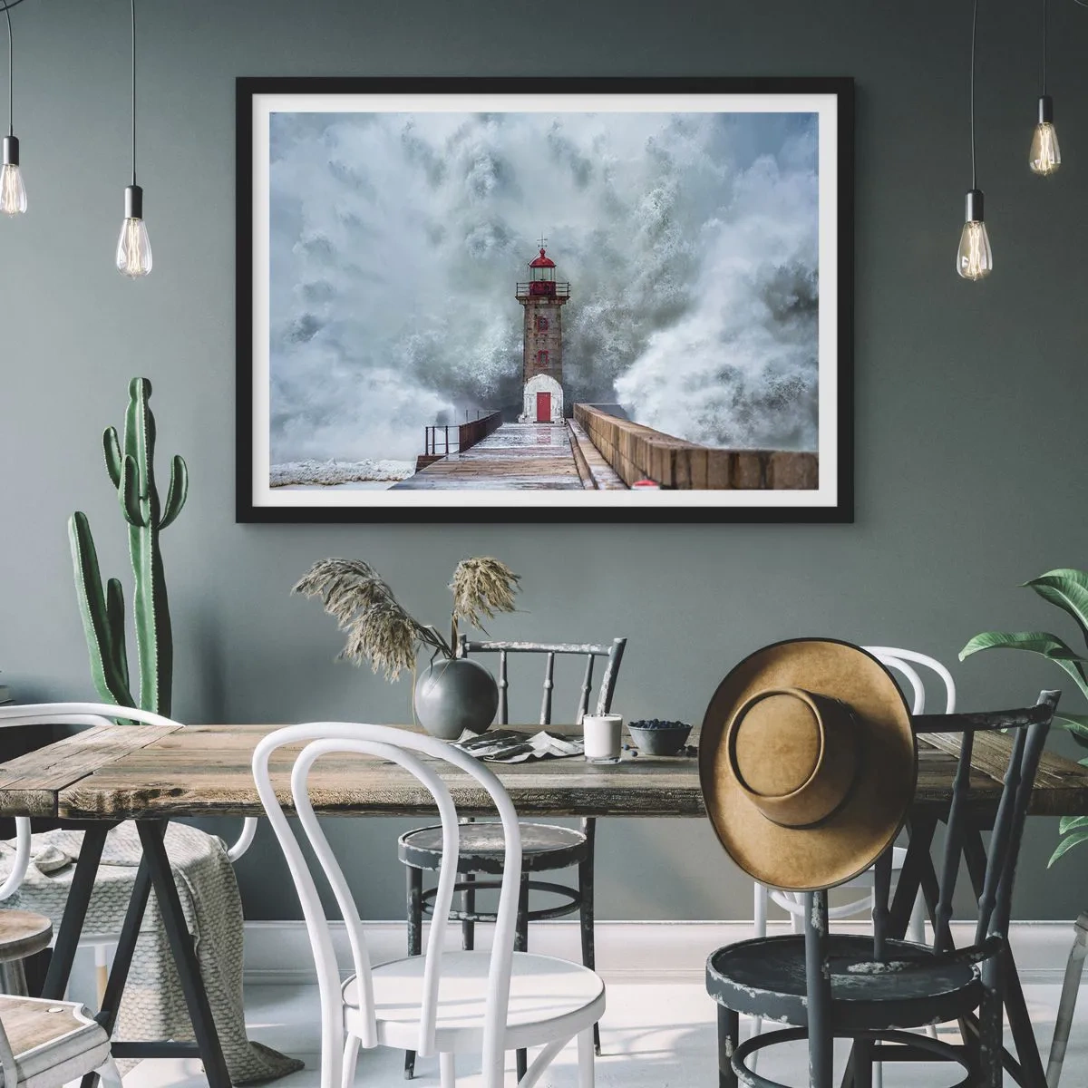 Poster in een zwarte lijst - Het gebrul van het water, het geluid zal blazen - 40x30 cm