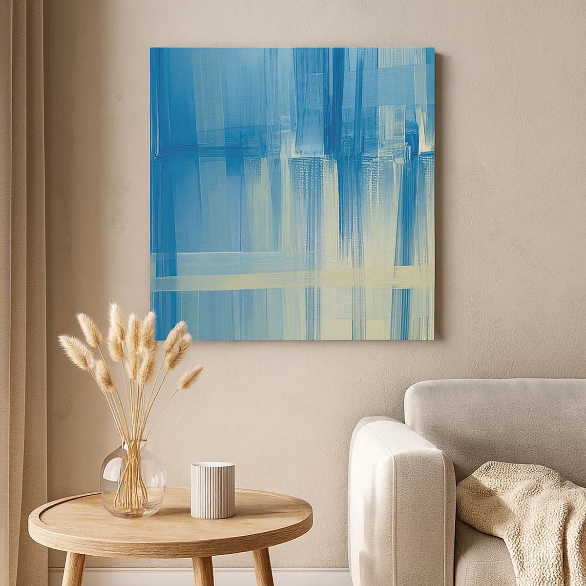 Schilderen op canvas - Compositie in turkoois - 30x30 cm