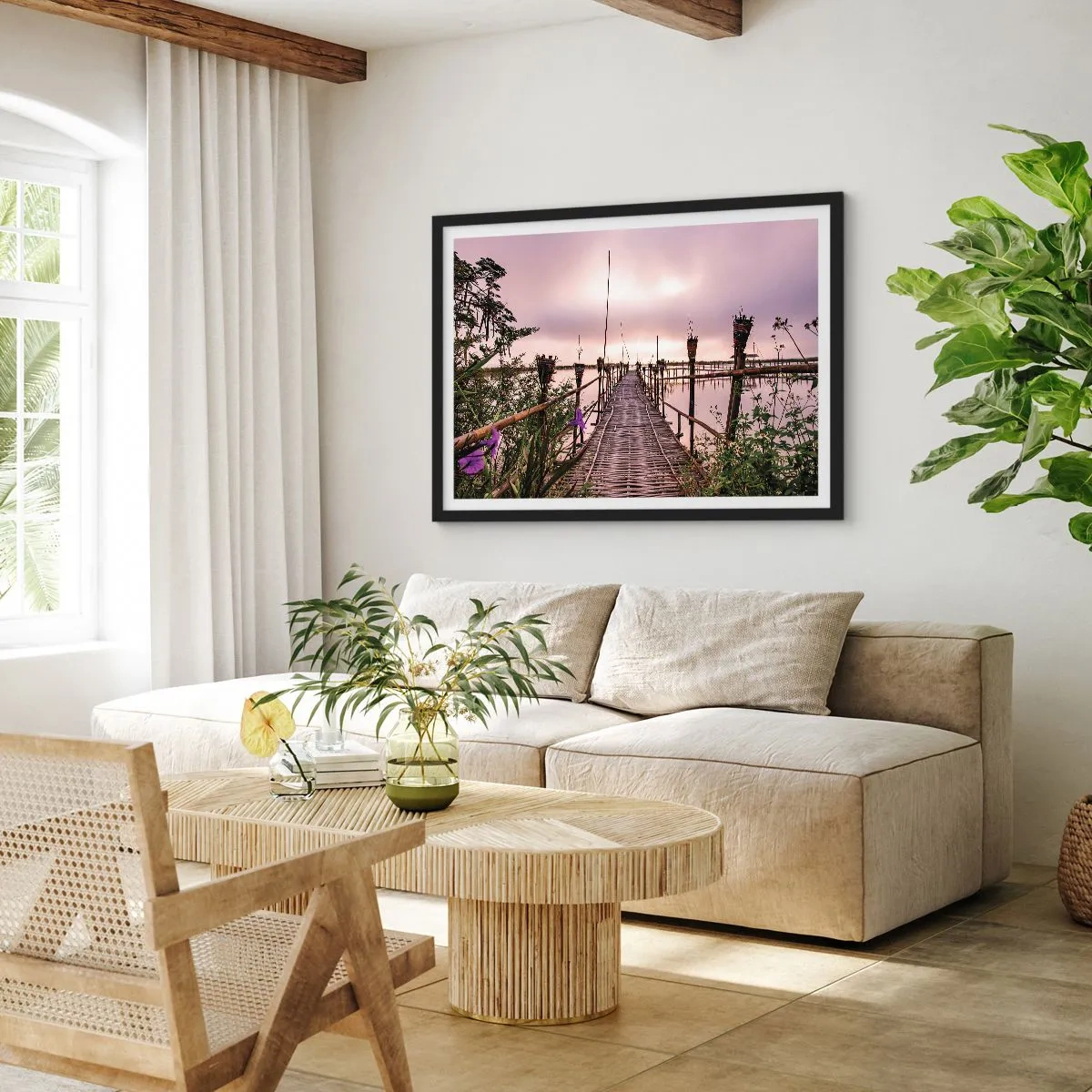 Poster in een zwarte lijst - Rust en stilte van Azië - 50x40 cm