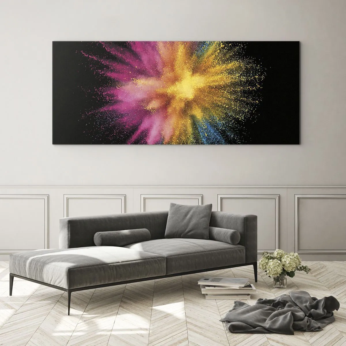 Schilderen op glas - De geboorte van kleuren - 120x50 cm