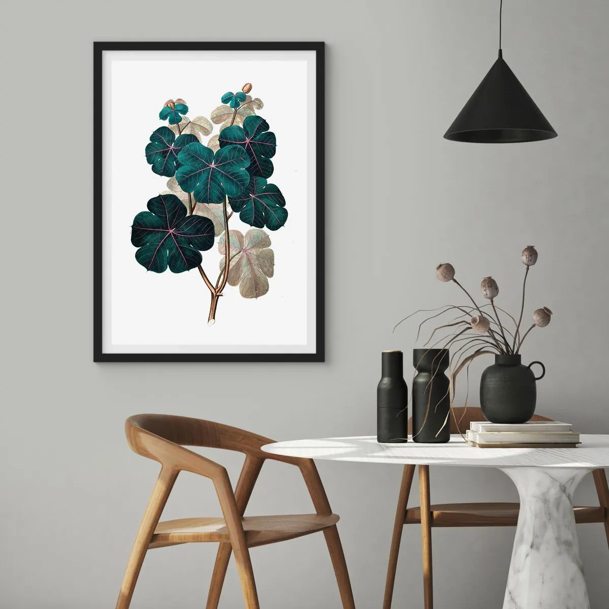 Poster in een zwarte lijst - Uit het oude herbarium - 30x40 cm
