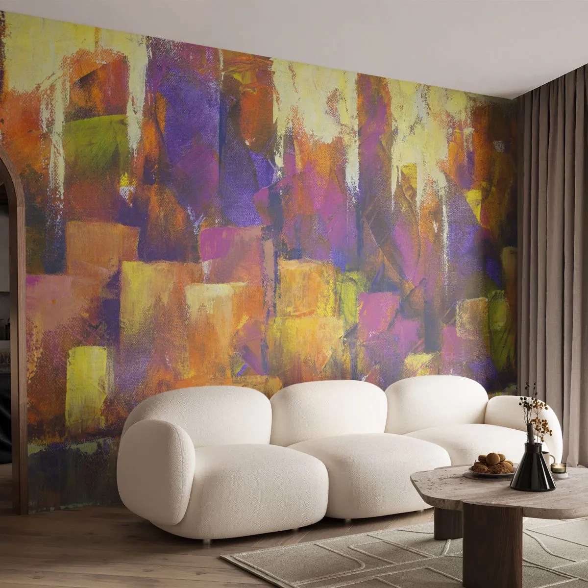 Fotobehang Premium Canvas - Metropolitan compositie - Abstractie, Deel, Moderne kunst - 500x350 cm