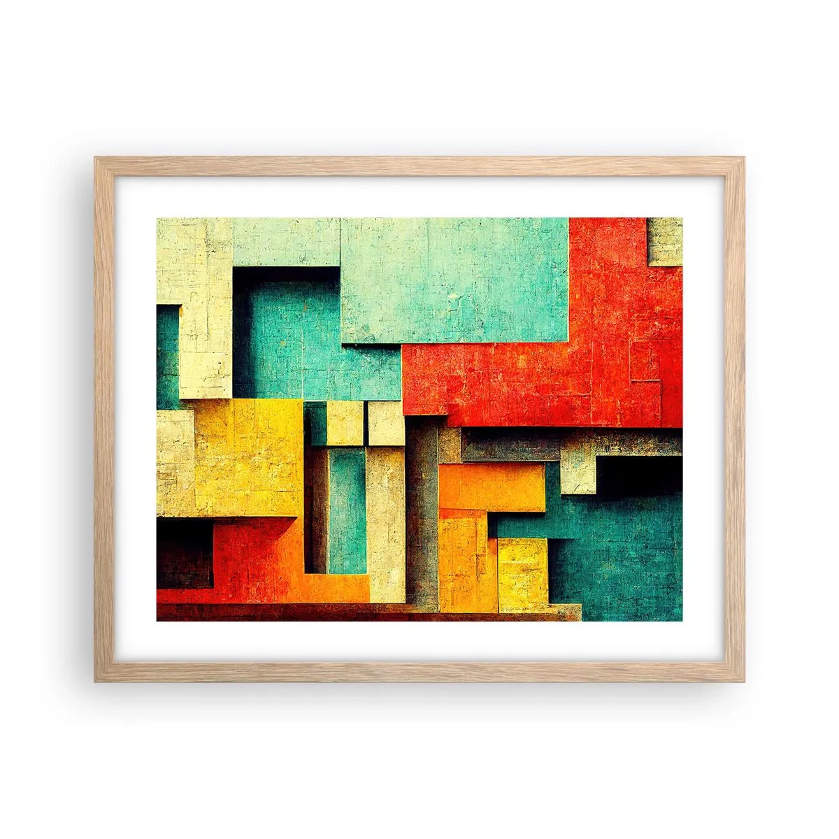 Een poster in een licht eiken lijst - Festival van rechte hoeken - 50x40 cm