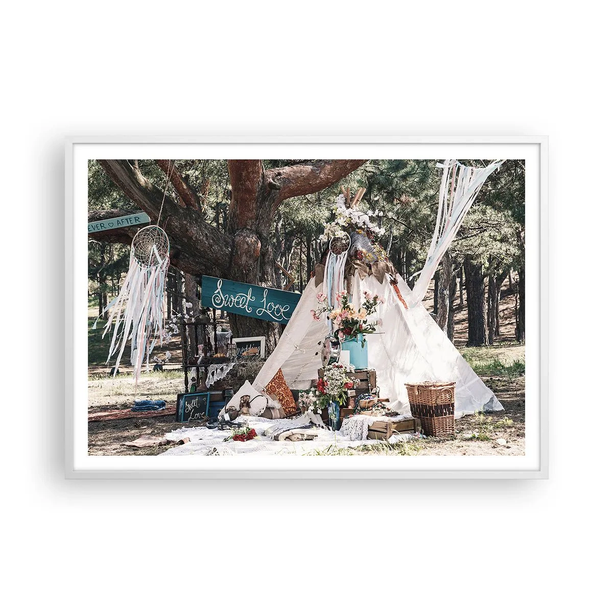 Poster in een witte lijst - De liefde bedrijven ... - 100x70 cm