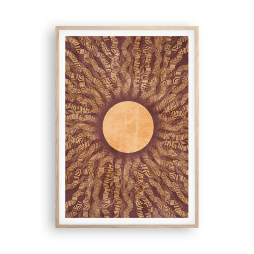 Een poster in een licht eiken lijst - Zon icoon - 70x100 cm