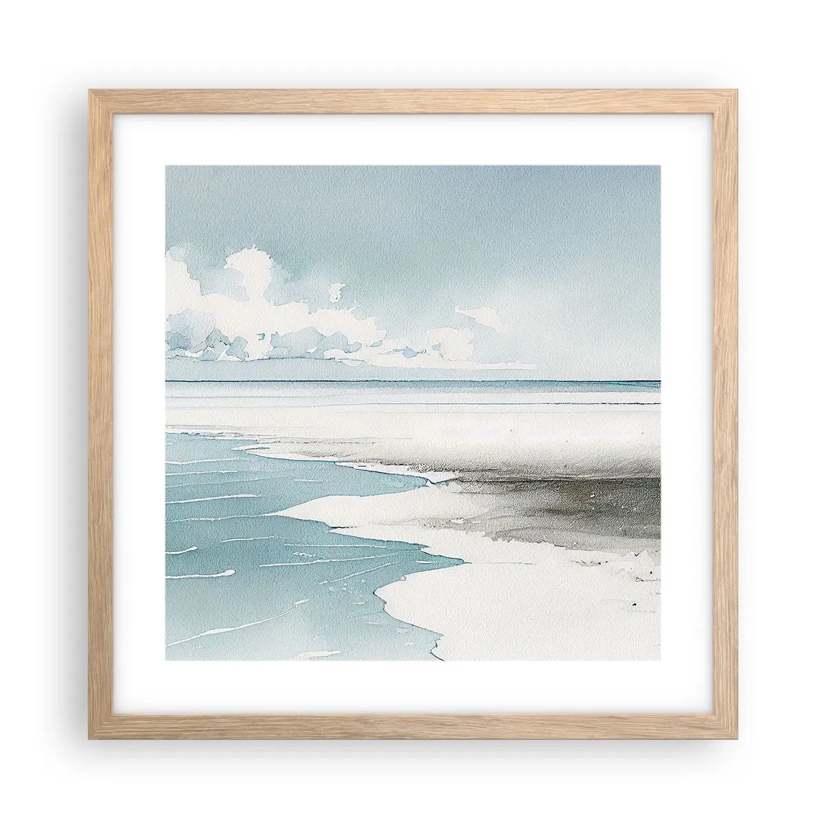 Een poster in een licht eiken lijst - Zachte vloed - 40x40 cm