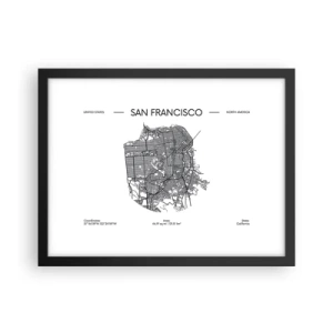 Poster in een zwarte lijst - Anatomie van San Francisco - 40x30 cm