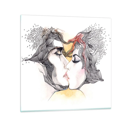 Schilderen op glas - De wereld bestaat niet - 40x40 cm