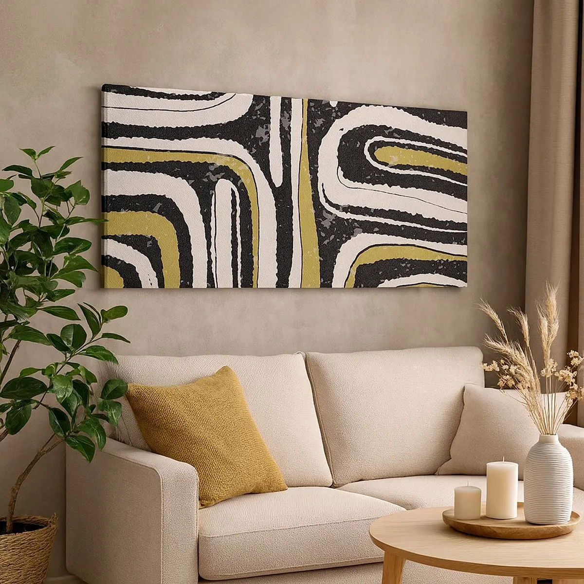 Schilderen op canvas - Compositie: wegen en steegjes - 100x40 cm