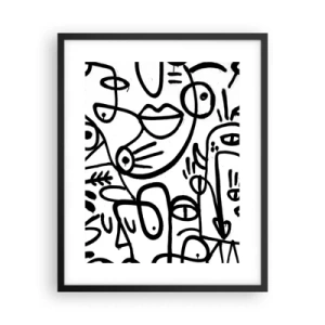 Poster in een zwarte lijst - Gezichten en luchtspiegelingen - 40x50 cm