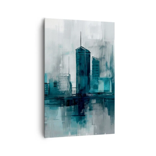 Schilderen op canvas - Een stad in de kleur van regen - 80x120 cm