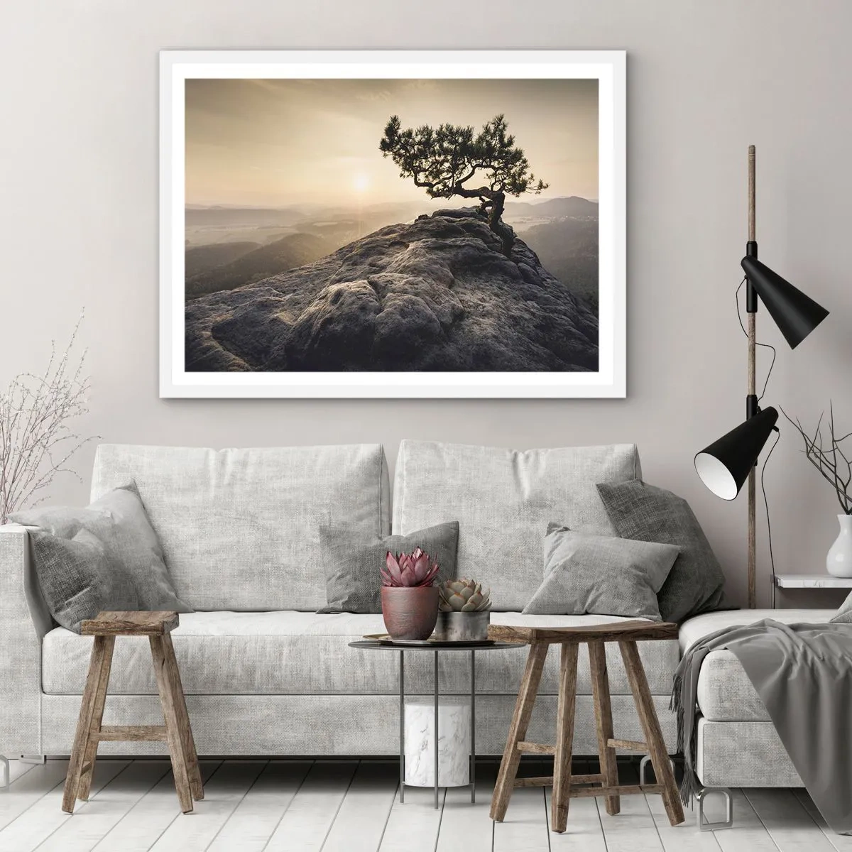 Poster in een witte lijst - Het leven wint altijd - 91x61 cm