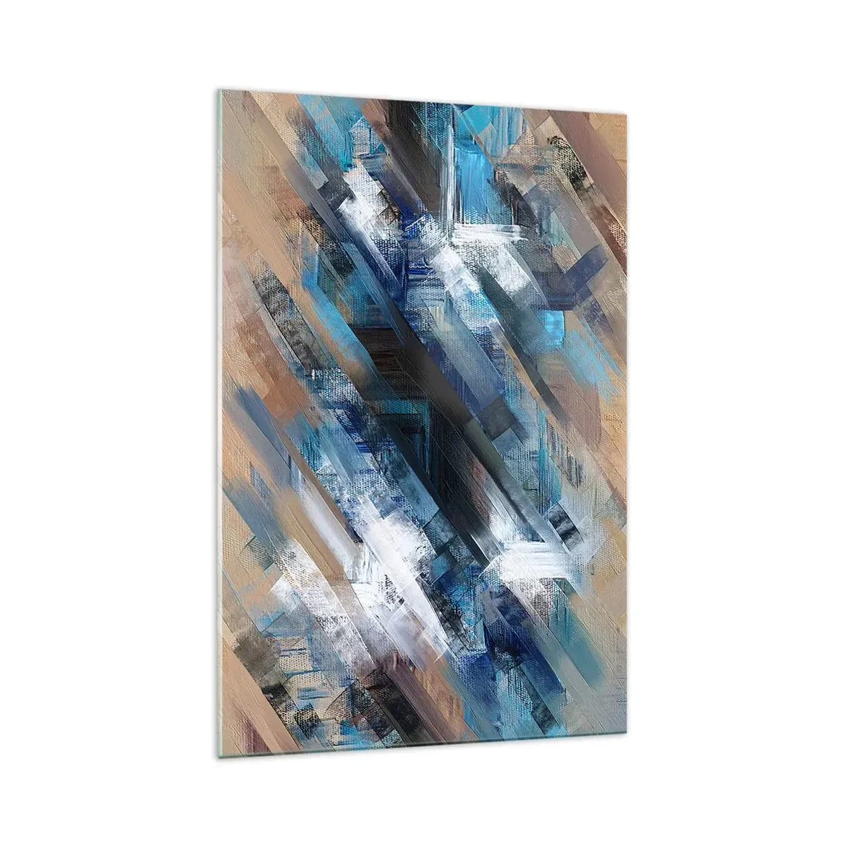 Schilderen op glas - Op een blauwe diagonaal - 70x100 cm