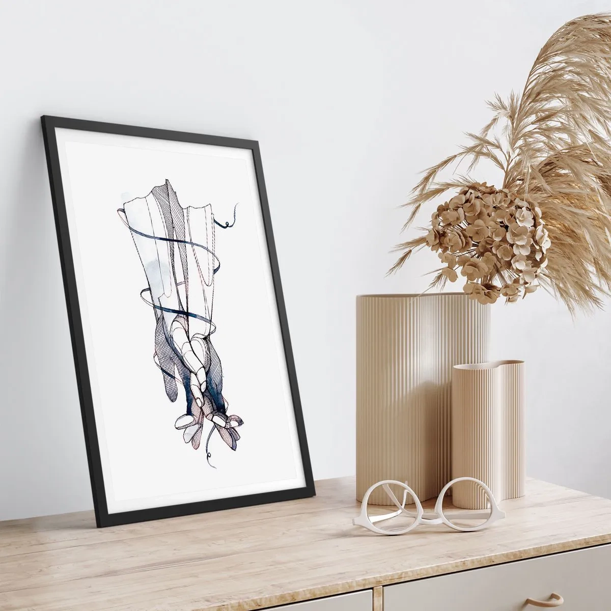 Poster in een zwarte lijst - Touch-studie - 61x91 cm