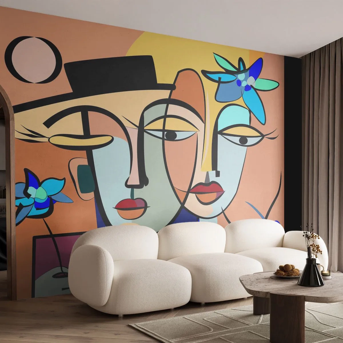Fotobehang Standard Eco - Picasso's randez-vous - Gezichten, Modern, Kubisme - 350x256 cm