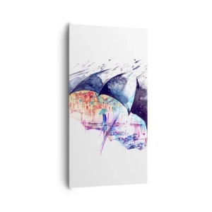 Schilderen op canvas - Wandeling in de regen - 65x120 cm