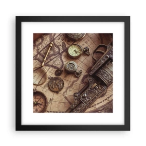 Poster in een zwarte lijst - Avontuur roept - 30x30 cm