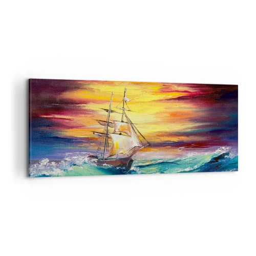 Schilderen op canvas - Dapper onder de golven - 100x40 cm