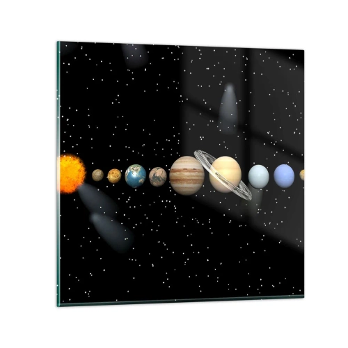 Schilderen op glas - En de planeten razen, razen... - 70x70 cm