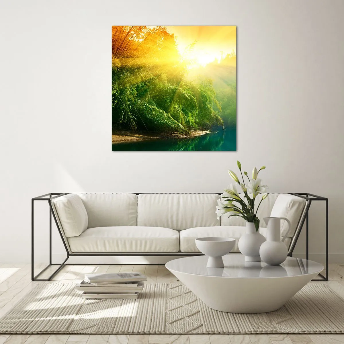 Schilderen op glas - Verdrinken in de zon en schaduw - 70x70 cm