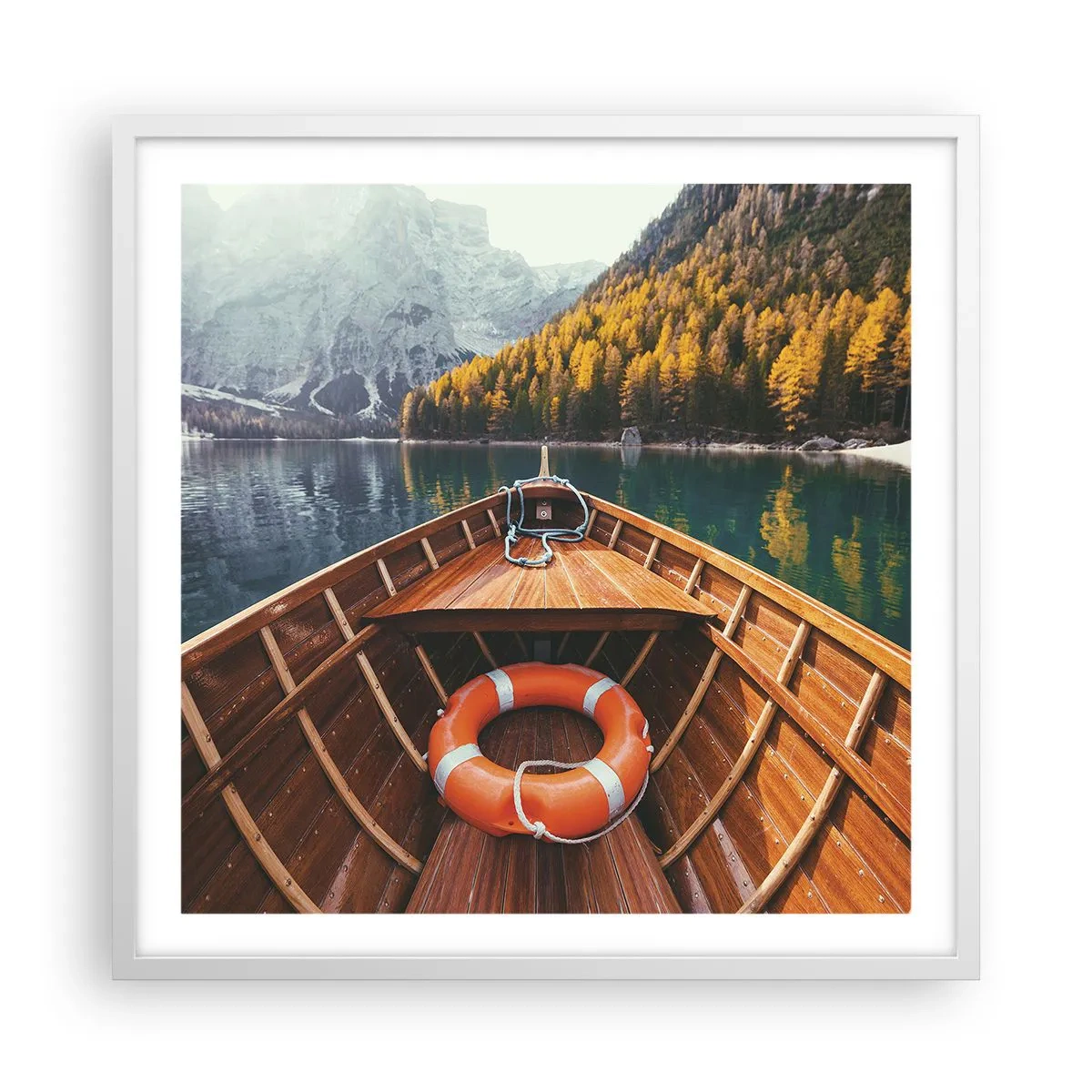 Poster in een witte lijst - Bergtocht - 60x60 cm