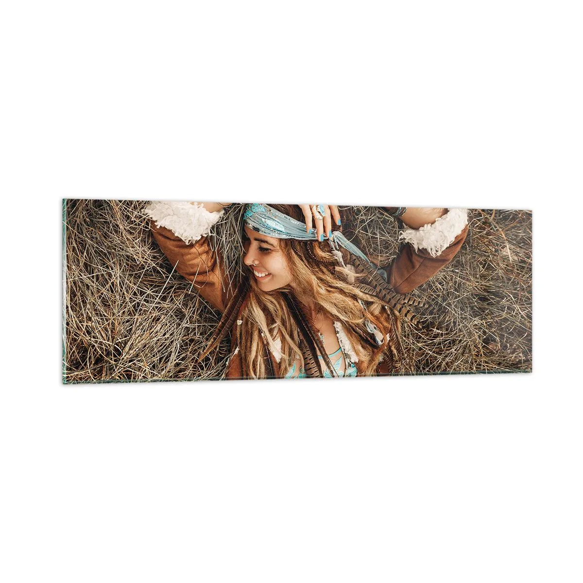 Schilderen op glas - Op weg naar de zomer van de liefde - 90x30 cm