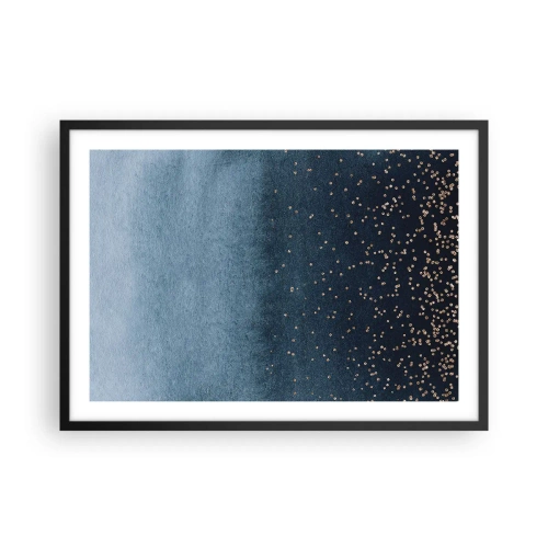 Poster in een zwarte lijst - Samenstelling - blauwe fasen - 70x50 cm