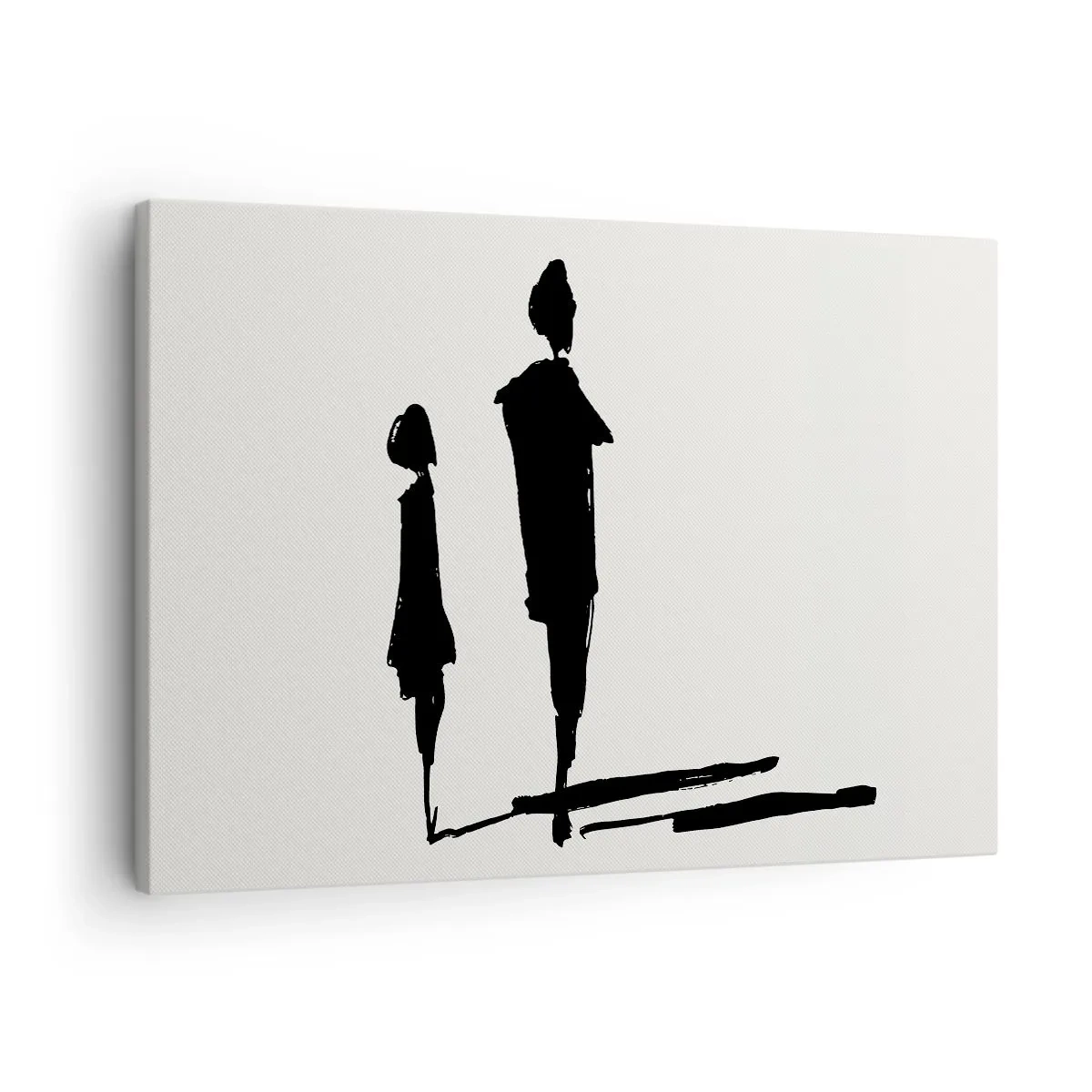 Schilderen op canvas - Silhouetten van twee mensen in het zwart op een lichte achtergrond - 70x50cm - Zeker samen? - Moderne wanddecoratie voor woonkamer en slaapkamer ARTTOR