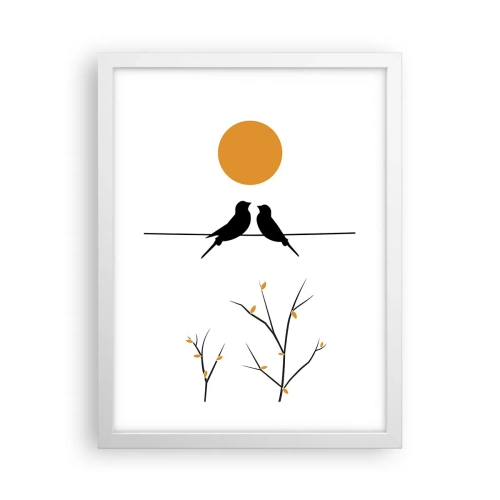 Poster in een witte lijst - Nachtegalen avond - 30x40 cm