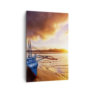 Schilderen op canvas - Strek je uit op het zand na een hele dag - 80x120 cm