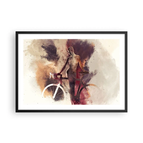 Poster in een zwarte lijst - Een fietsziel in marmeren vormen - 70x50 cm