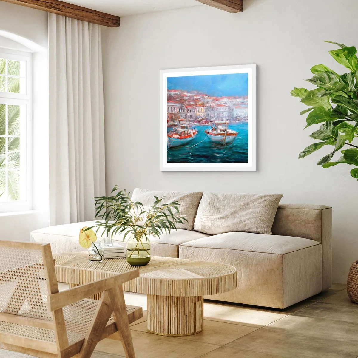 Poster in een witte lijst - Italiaanse baai - 40x40 cm