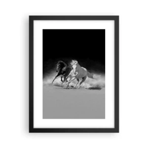 Poster in een zwarte lijst - Vrijheidsgalop - 30x40 cm