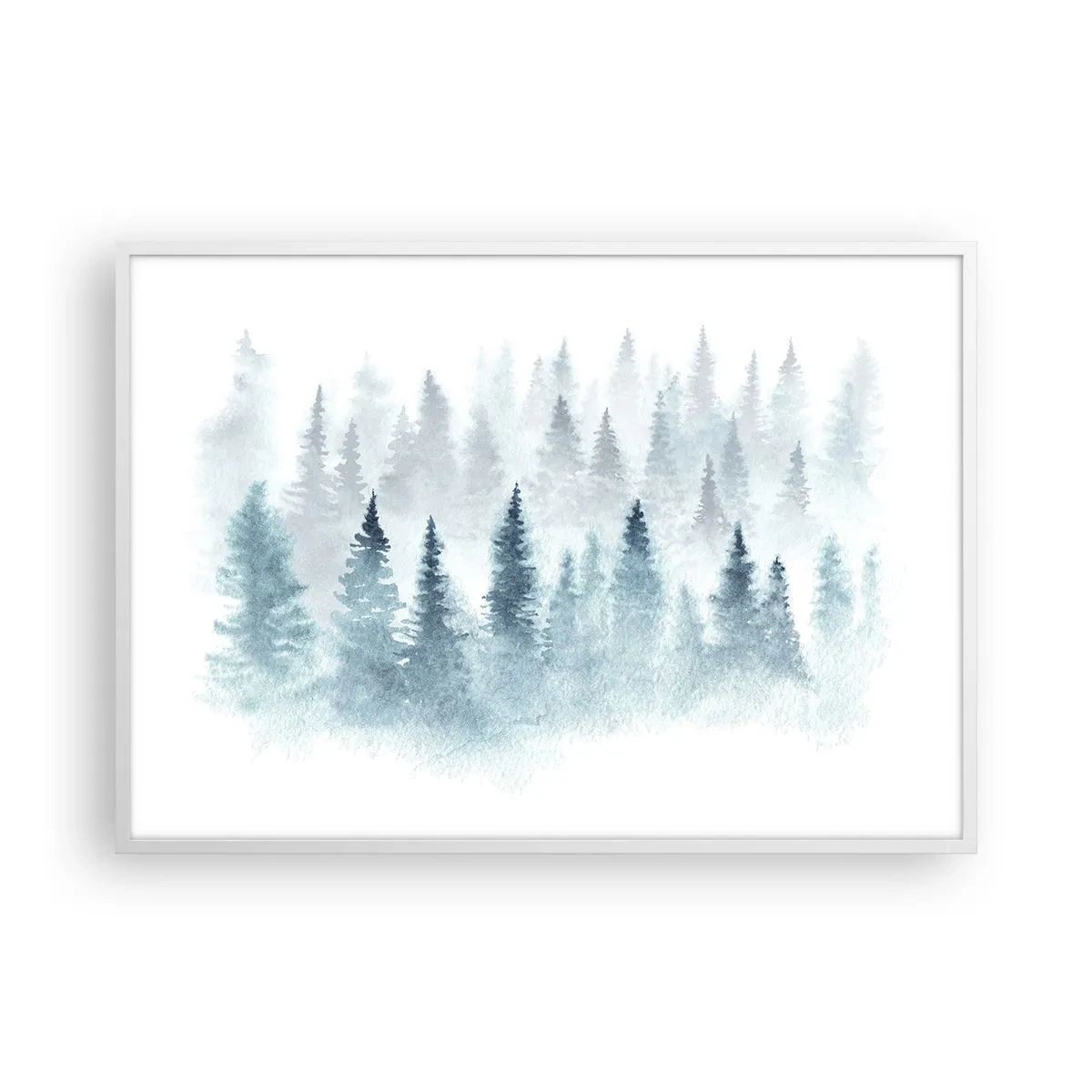 Poster in een witte lijst - Gehuld in mist - 100x70 cm