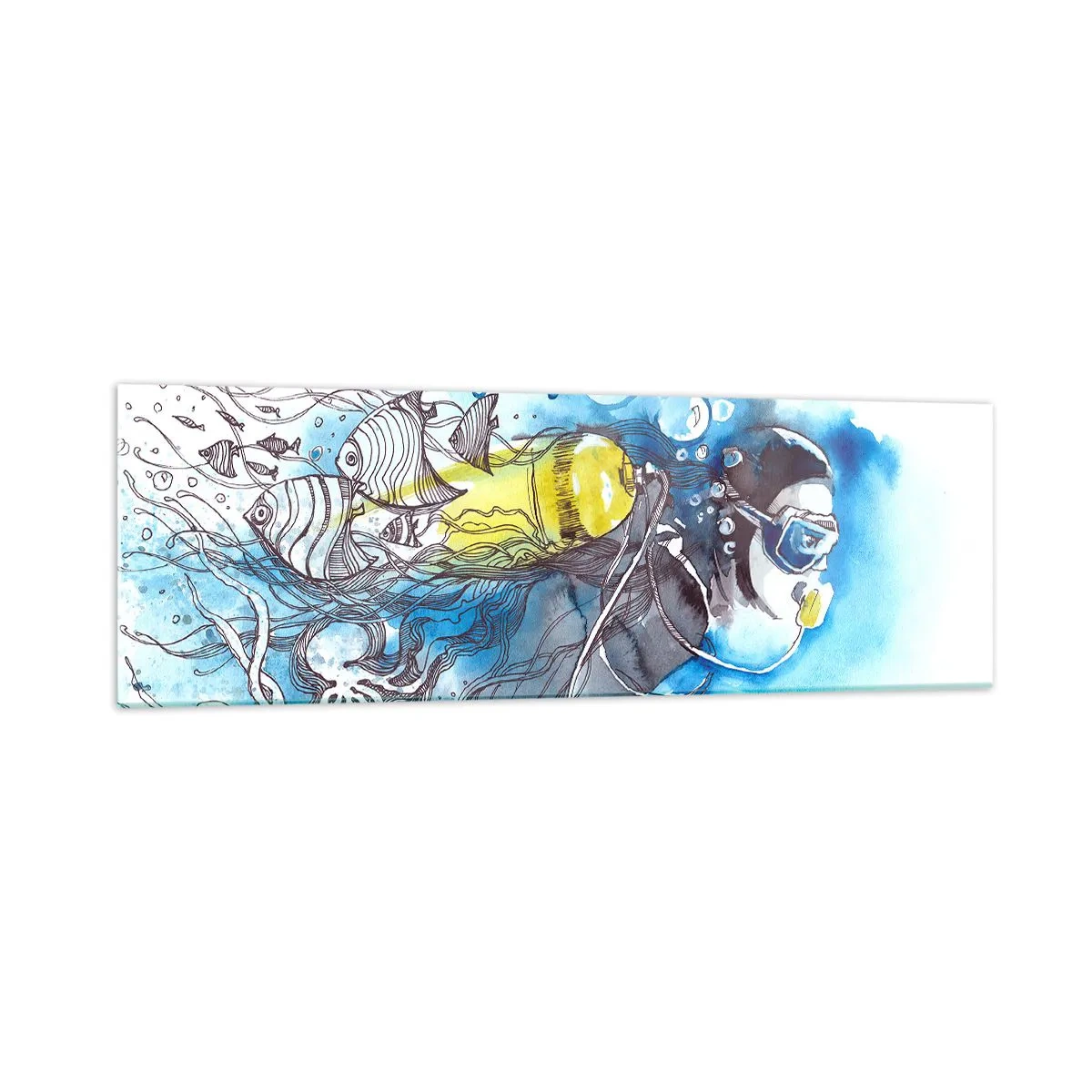 Schilderen op glas - Geweldig blauw - 160x50 cm