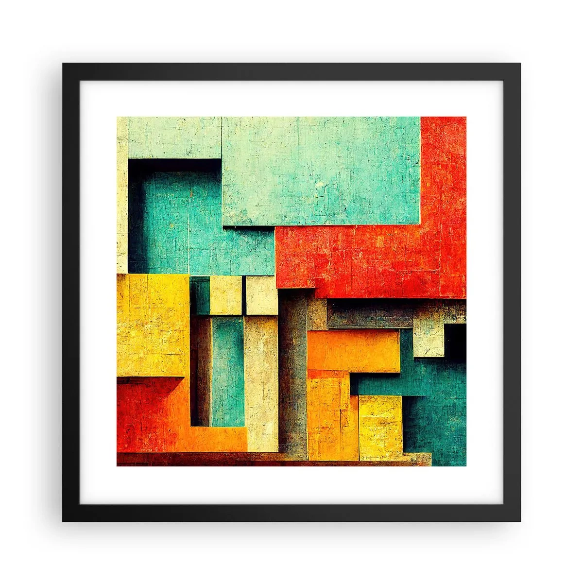 Poster in een zwarte lijst - Festival van rechte hoeken - 40x40 cm