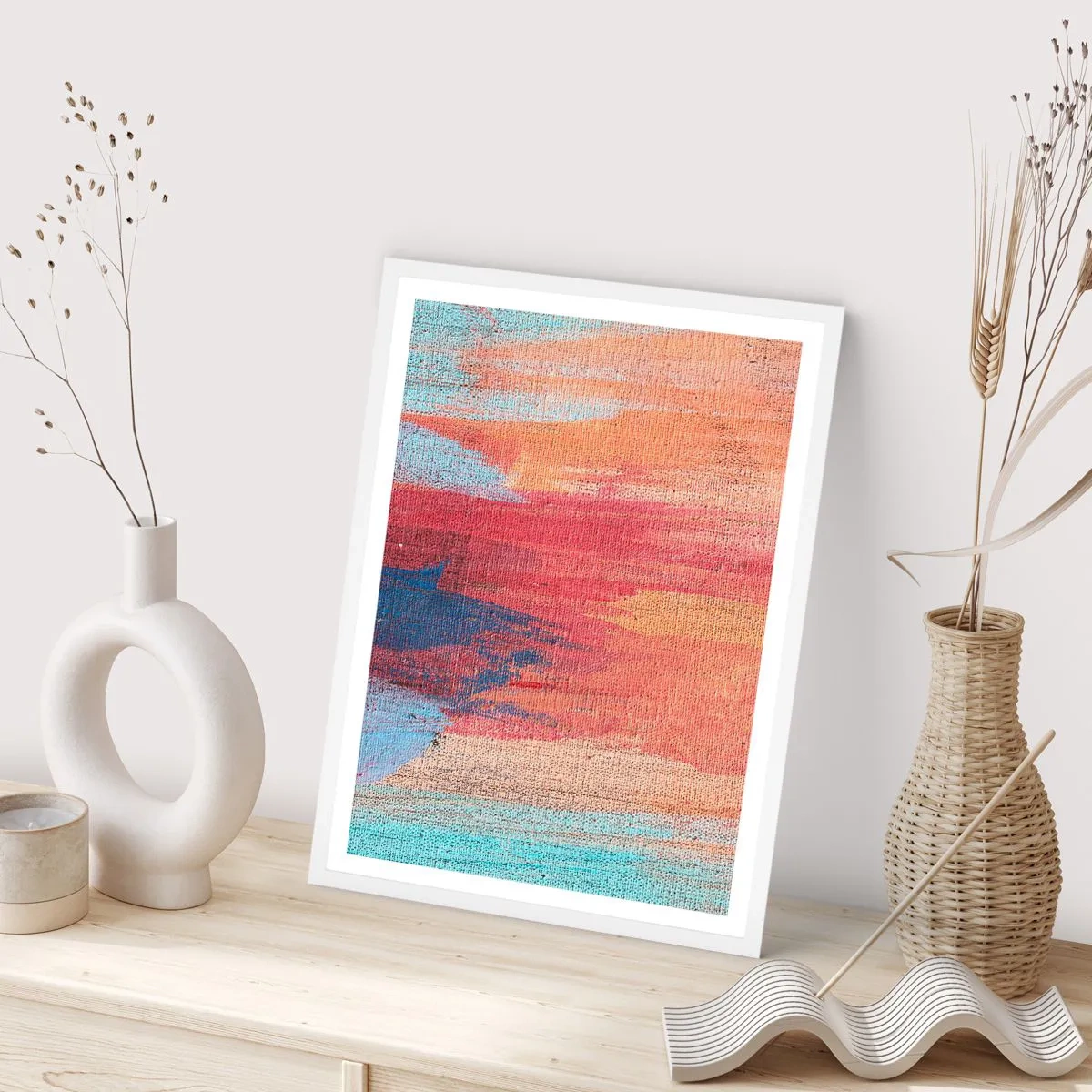 Poster in een witte lijst - Ren door de regenboog - 61x91 cm