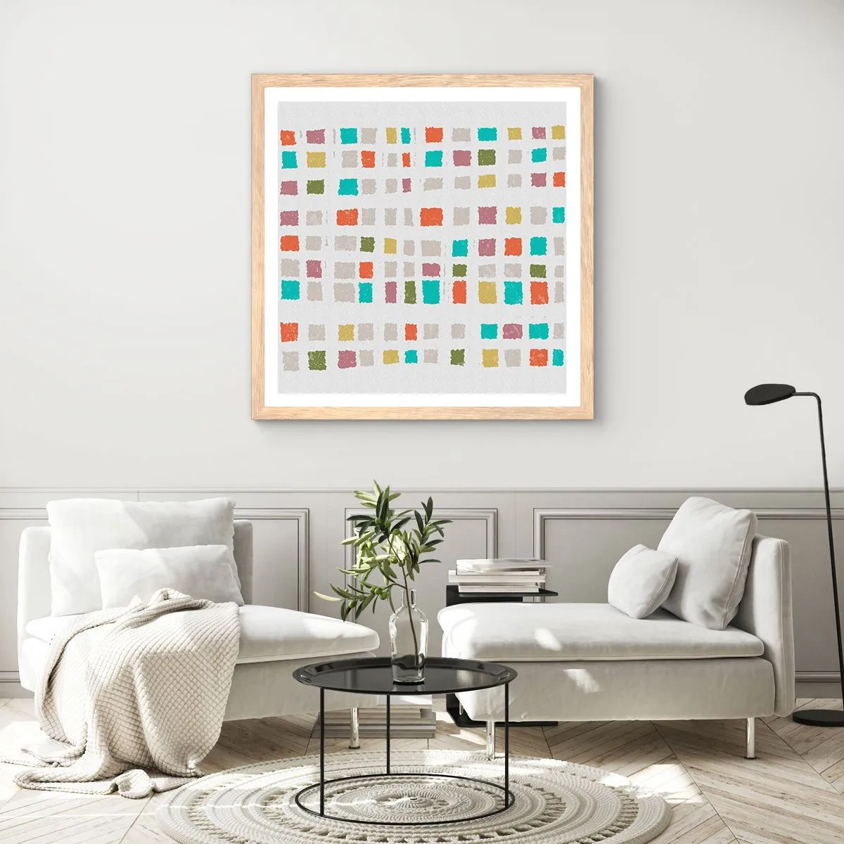 Een poster in een licht eiken lijst - Onbekend spel - 50x50 cm