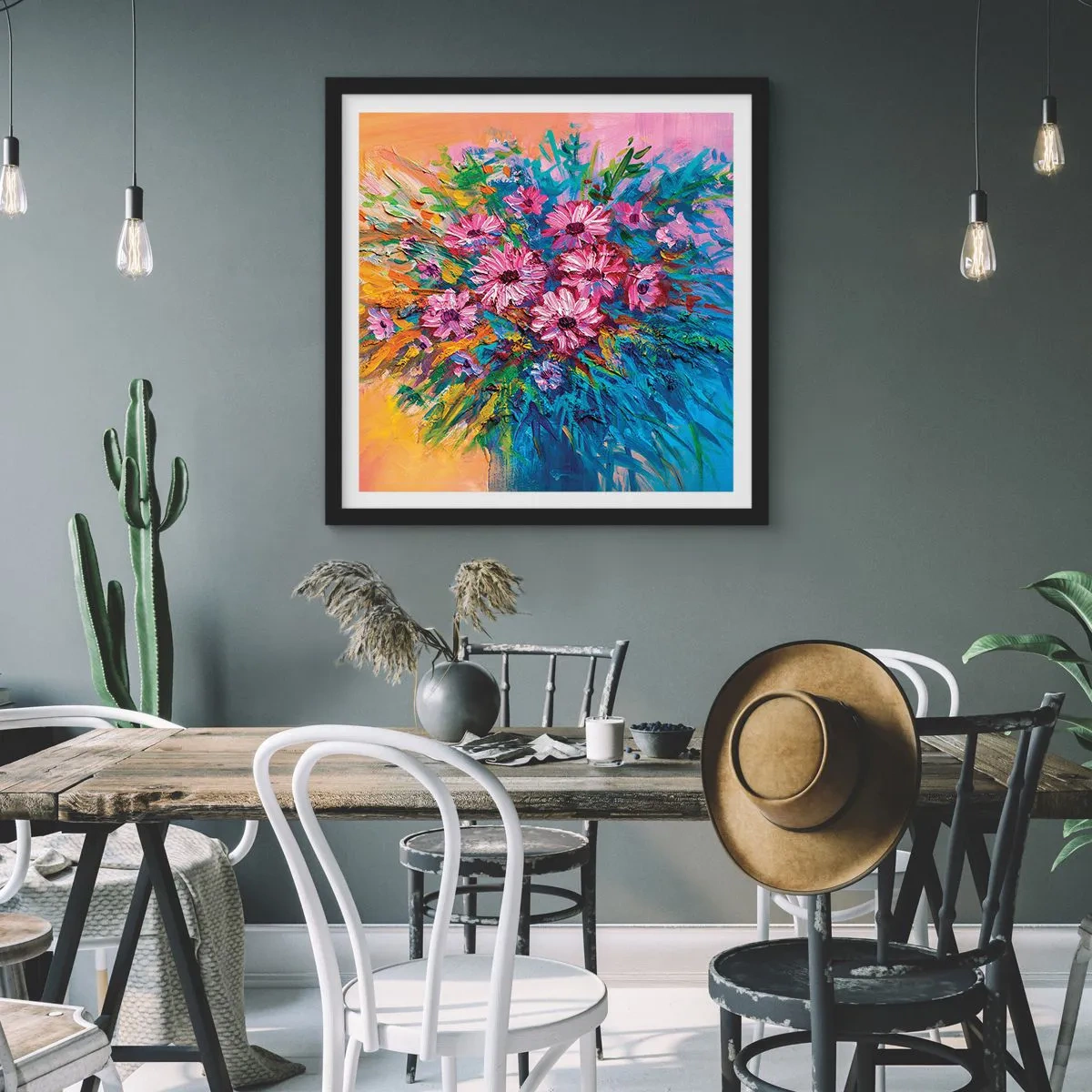 Poster in een zwarte lijst - Levensenergie - 40x40 cm