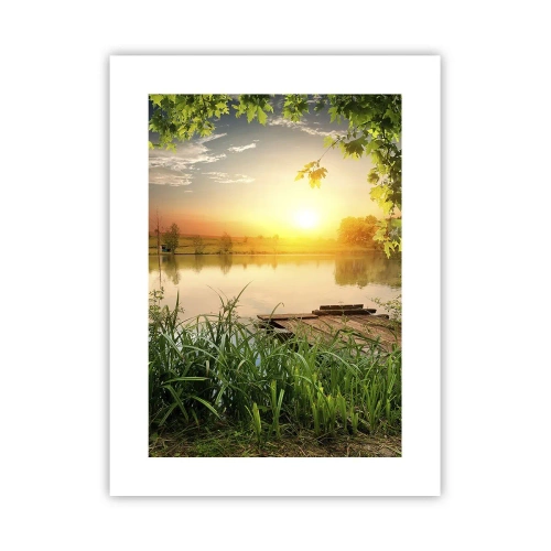 Poster - Landschap in een groen kader - 30x40 cm