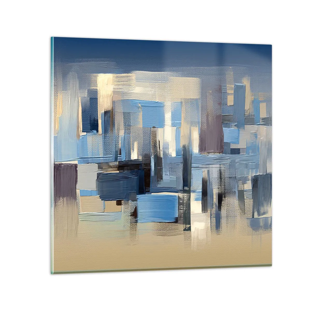 Schilderen op glas - Blauwe constructie - 70x70 cm