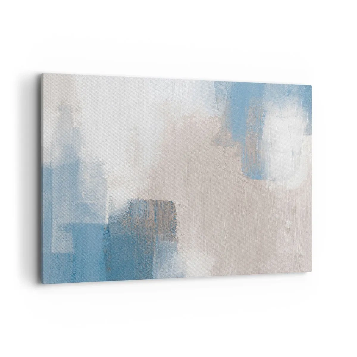 Schilderen op canvas - Roze abstractie achter een blauw gordijn - 120x80 cm