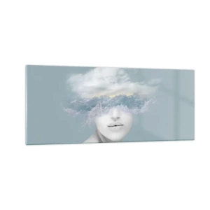 Schilderen op glas - Met hoofd in de wolken - 100x40 cm