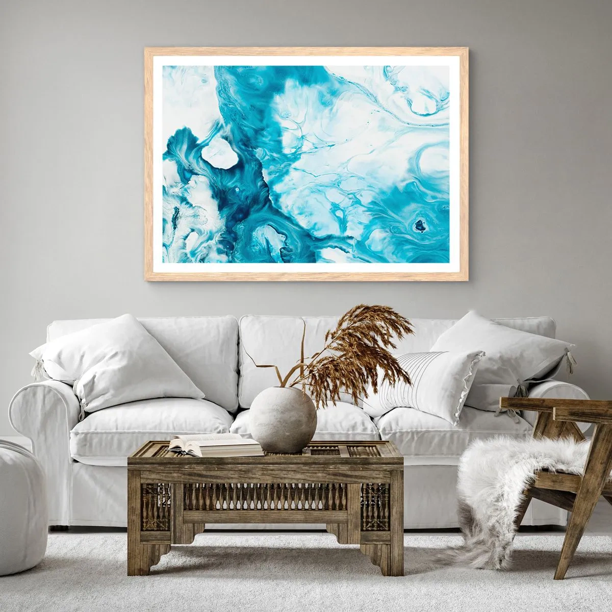 Een poster in een licht eiken lijst - Blauw Concert - 70x50 cm